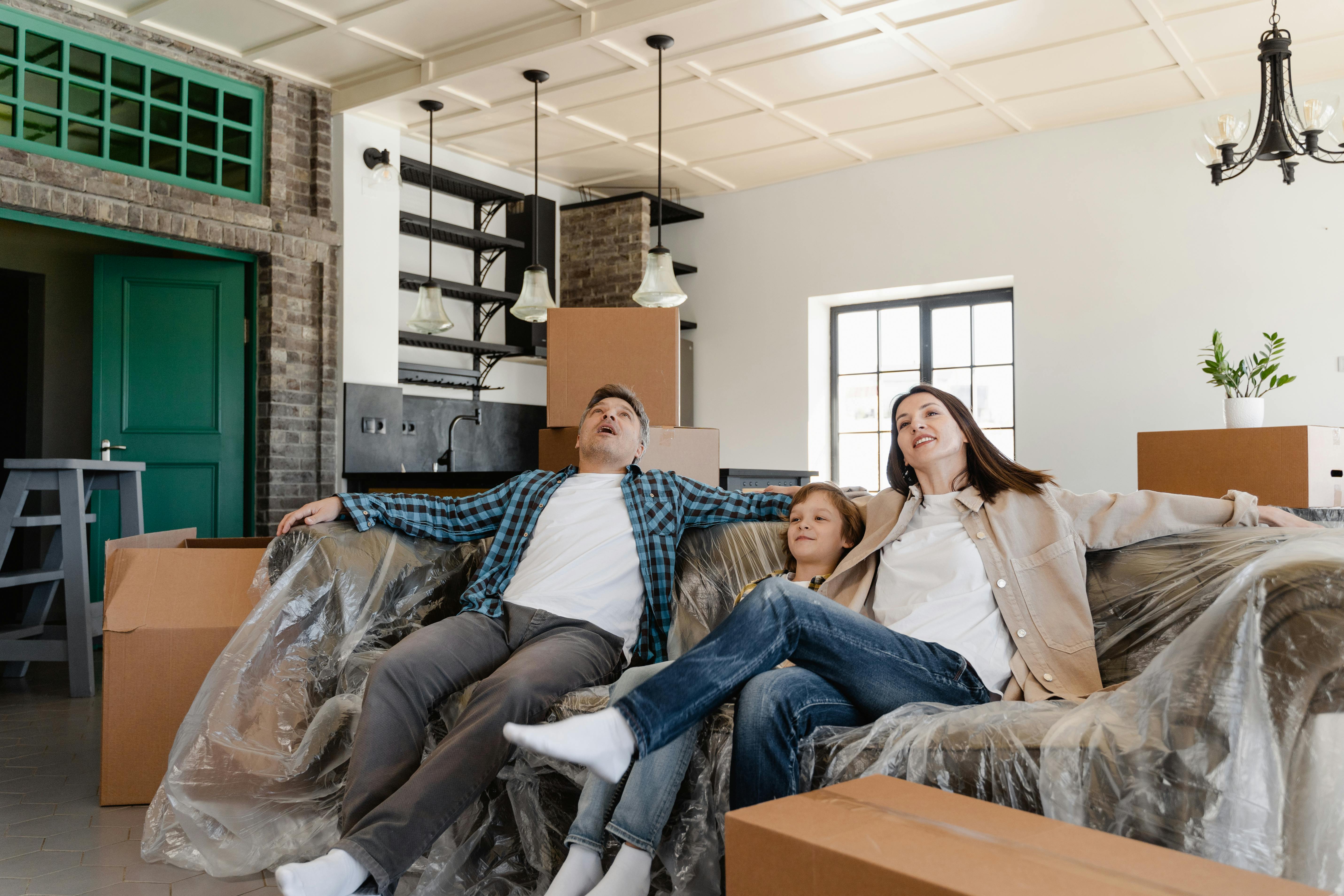 Family relaxed after moving